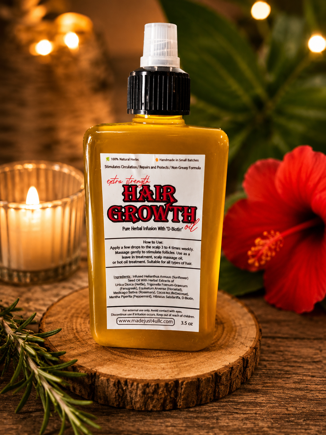 Extra Strength Hair Growth Oil – Herbal Infused with Biotin, Pumpkin Seed & Castor Oil for Thicker, Healthier Hair