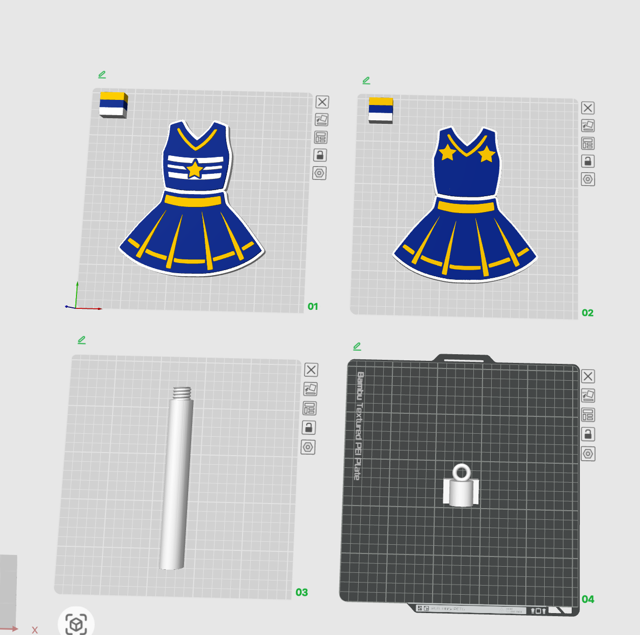 3D Printed Cheerleading Uniform Cheer Stick 3MF File – 2 Styles + Pole