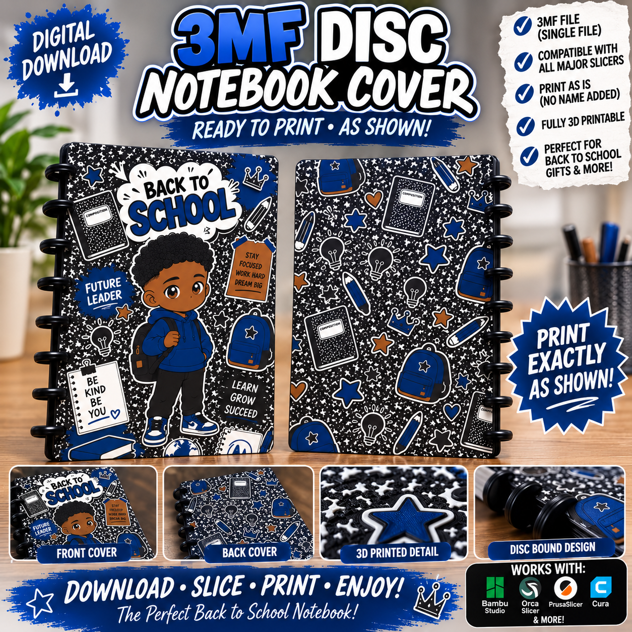 3D Printed Disc-Bound Notebook | 3MF Digital Download
