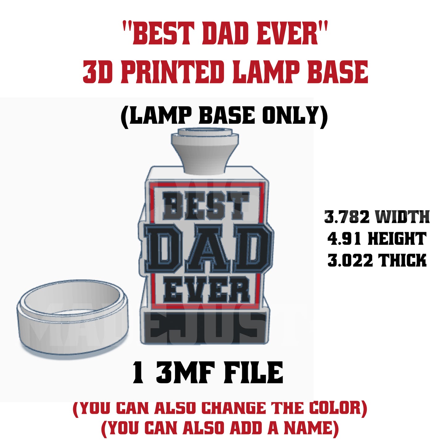 Father's Day 3D Printed Lamp Base 3MF File