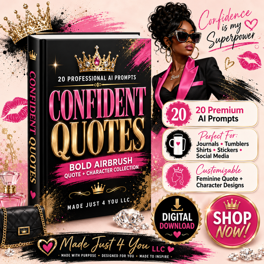 Confident Quotes + Confident Kings AI Prompt Bundle | 40 Airbrush Character & Quote Prompts