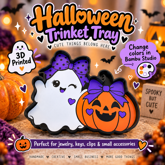 Halloween Trinket Tray 3MF File | Ghost & Pumpkin 3D Print