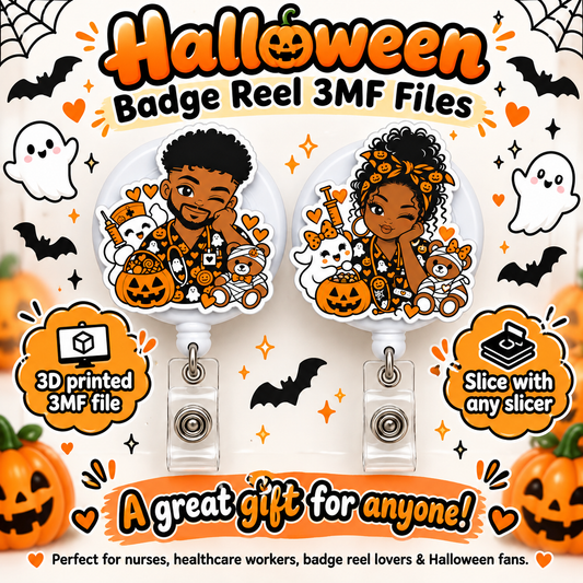 Halloween Badge Reel 3MF Files | Male & Female Healthcare 3D Print Designs