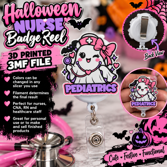 Halloween Pediatrics Nurse Badge Reel 3MF File | 3D Print Nurse Badge Reel