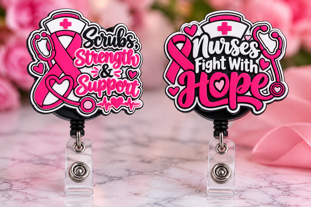 Breast Cancer Nurse Badge Reel 3MF Bundle | 2 Designs for the Price of 1