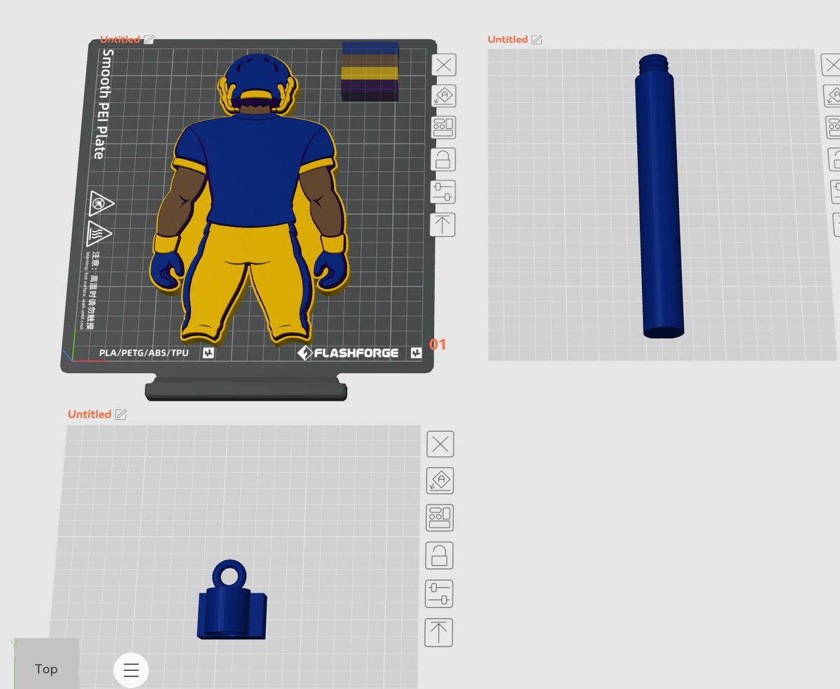 Football Player Cheer Stick 3MF File | Customizable Game Day Pom Pom Cheer Stick Digital Download