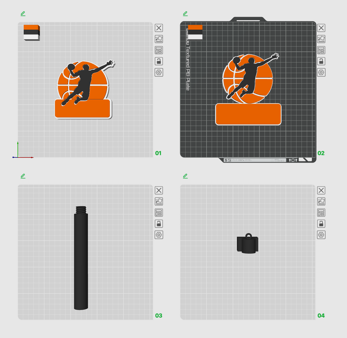 Basketball Cheer Stick 3MF File Bundle | 2 Digital Designs + Detachable Pole