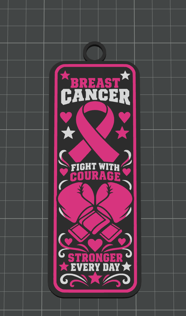 Breast Cancer Awareness Bookmark 3MF File | 3D Printable Pink Ribbon Bookmark