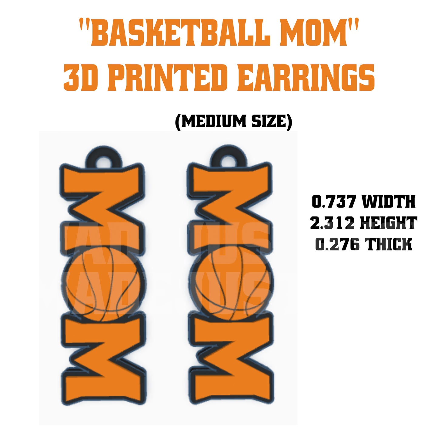 Sports Mom 3D Printed Earrings | Digital 3MF File | Basketball, Football, Baseball, Soccer | Instant Download