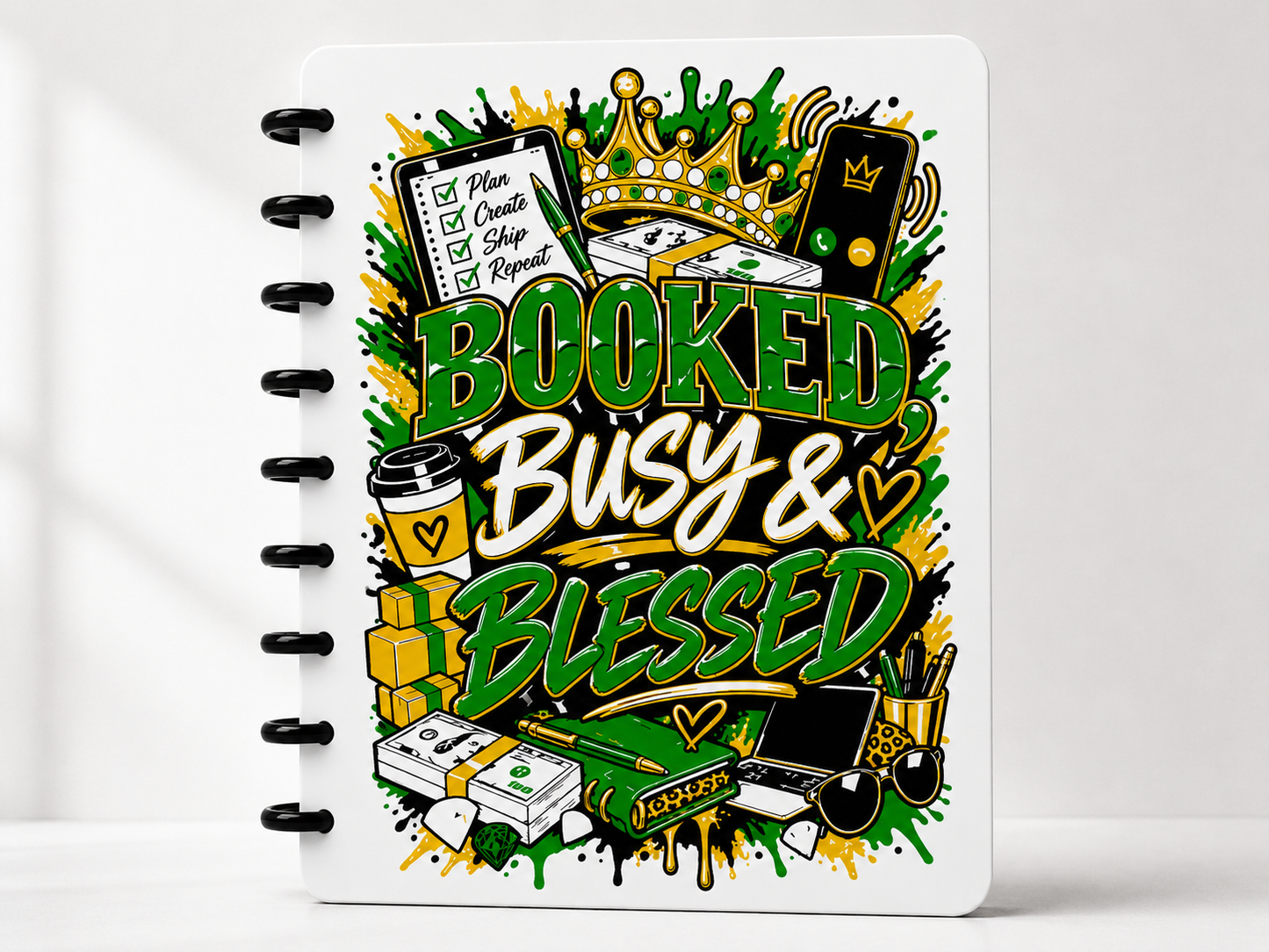 3D Printed “Booked, Busy &amp; Blessed” Discbound Notebook 3MF File