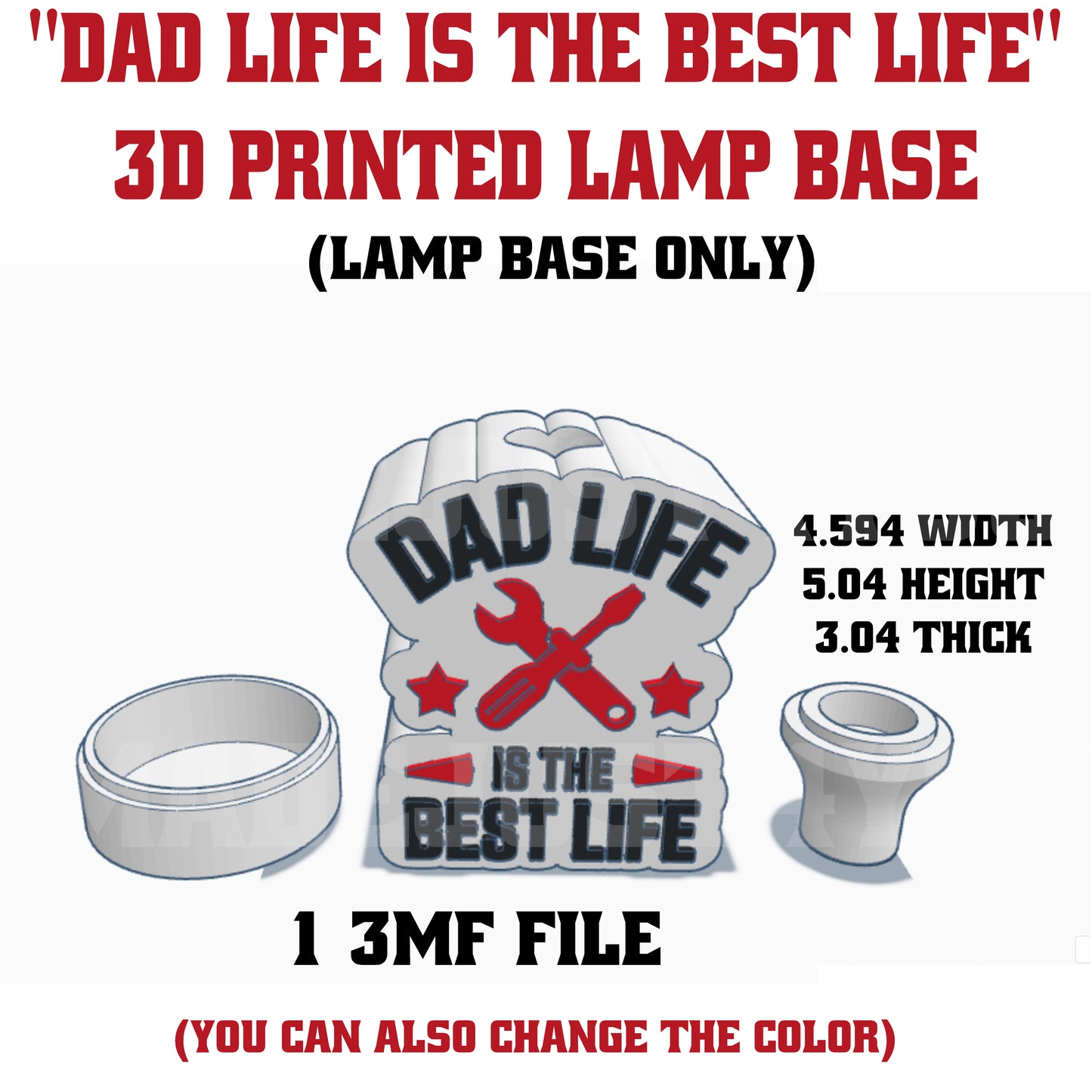 Father's Day 3D Printed Lamp Base 3MF File