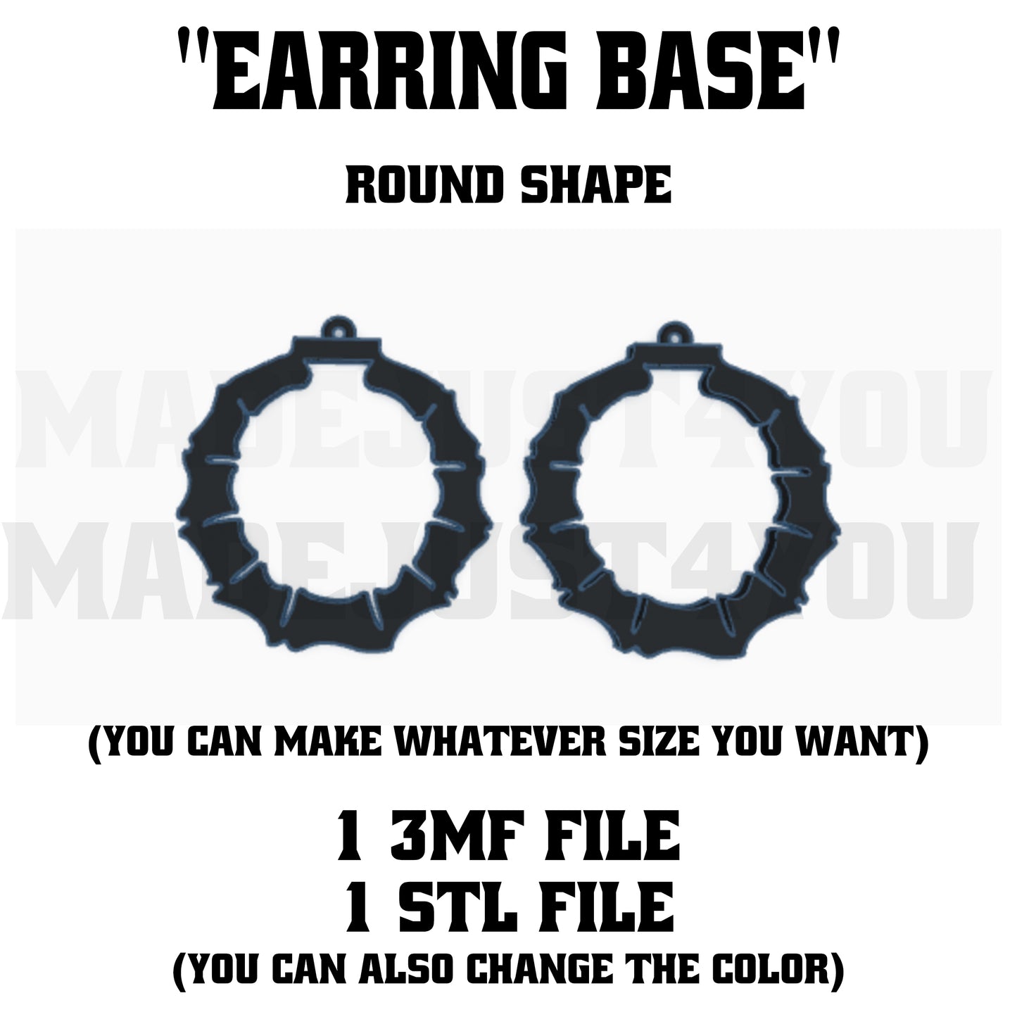 3D Printed Geometric Earring Base STL File Bundle | Rectangle, Circle & Triangle Earring Templates
