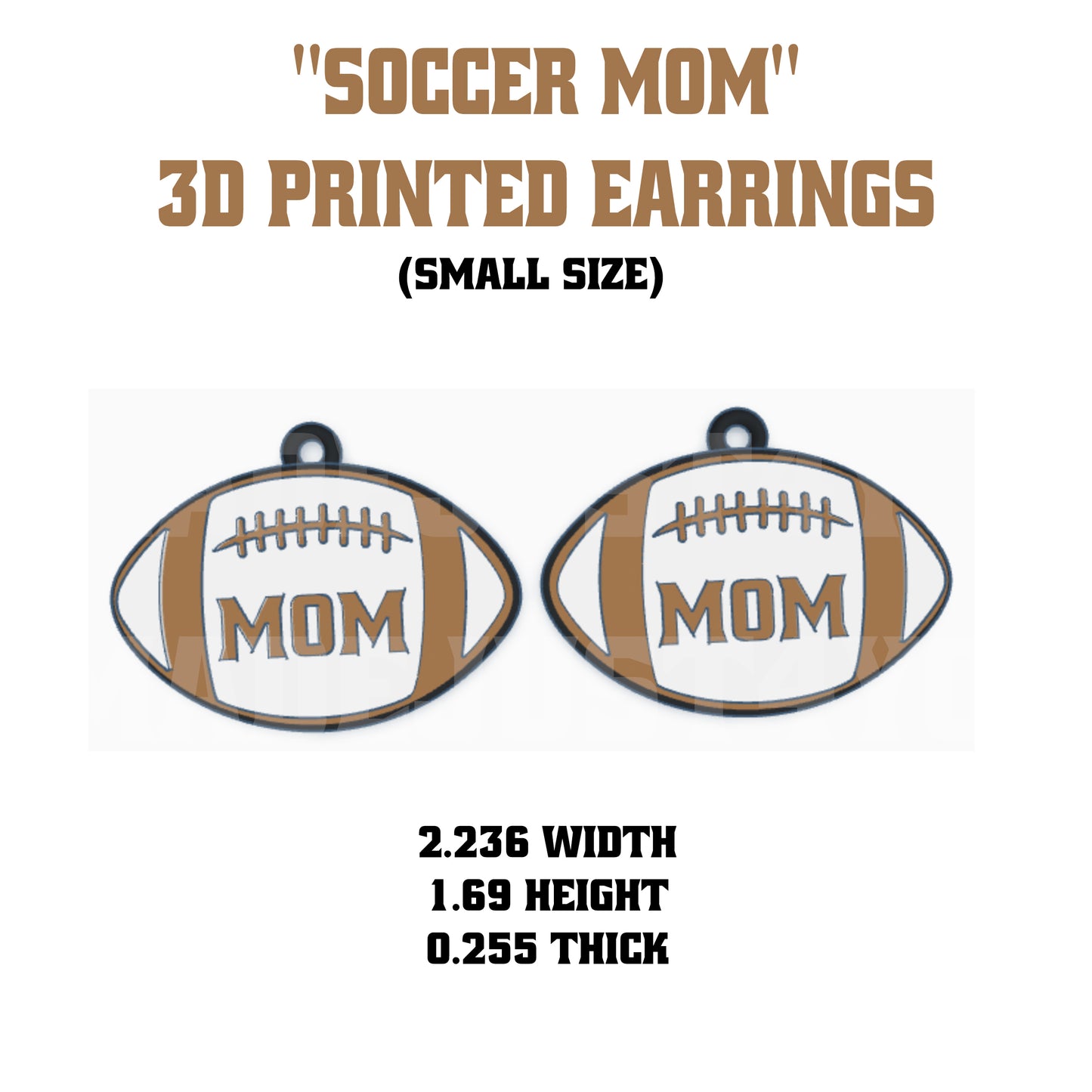 Sports Mom 3D Printed Earrings | Digital 3MF File | Basketball, Football, Baseball, Soccer | Instant Download