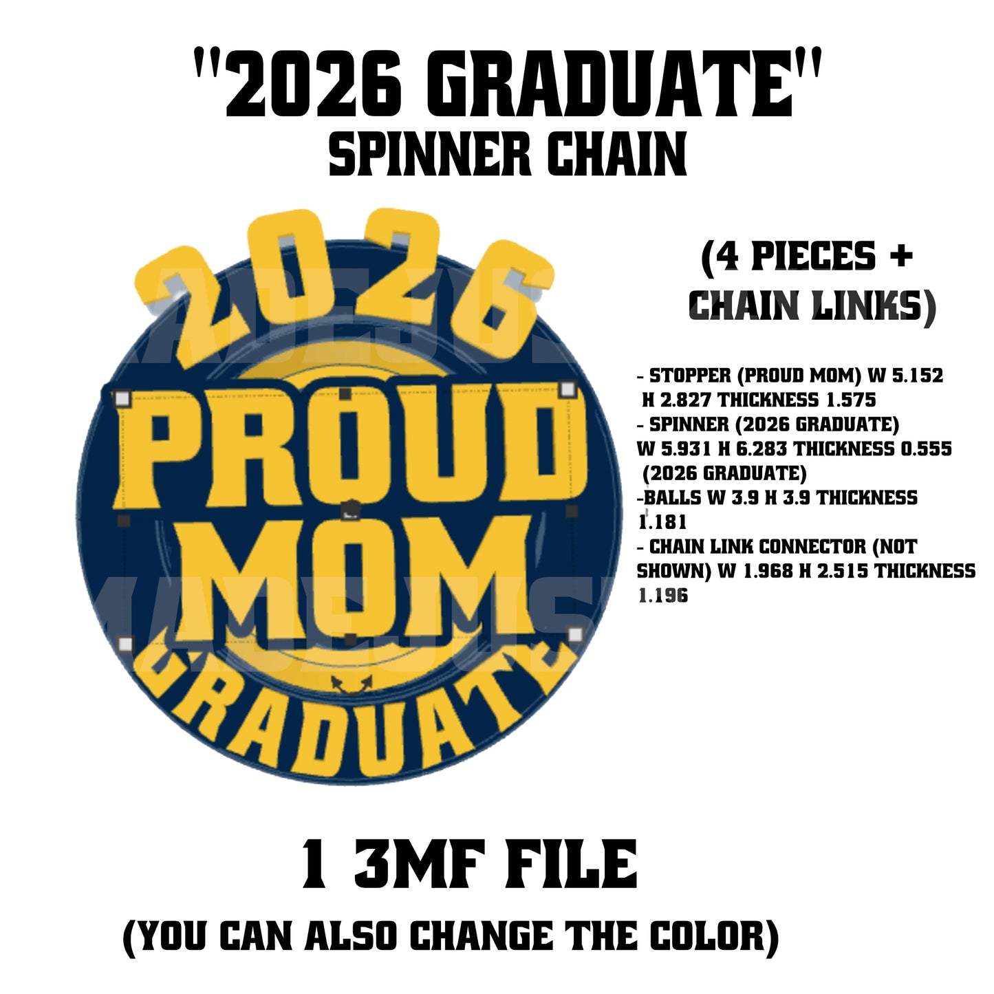 3D Printed Spinner Chain Pendant With Chain Links 3MF File