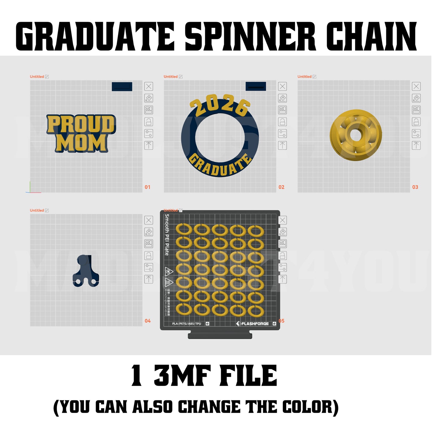 3D Printed Spinner Chain Pendant With Chain Links 3MF File