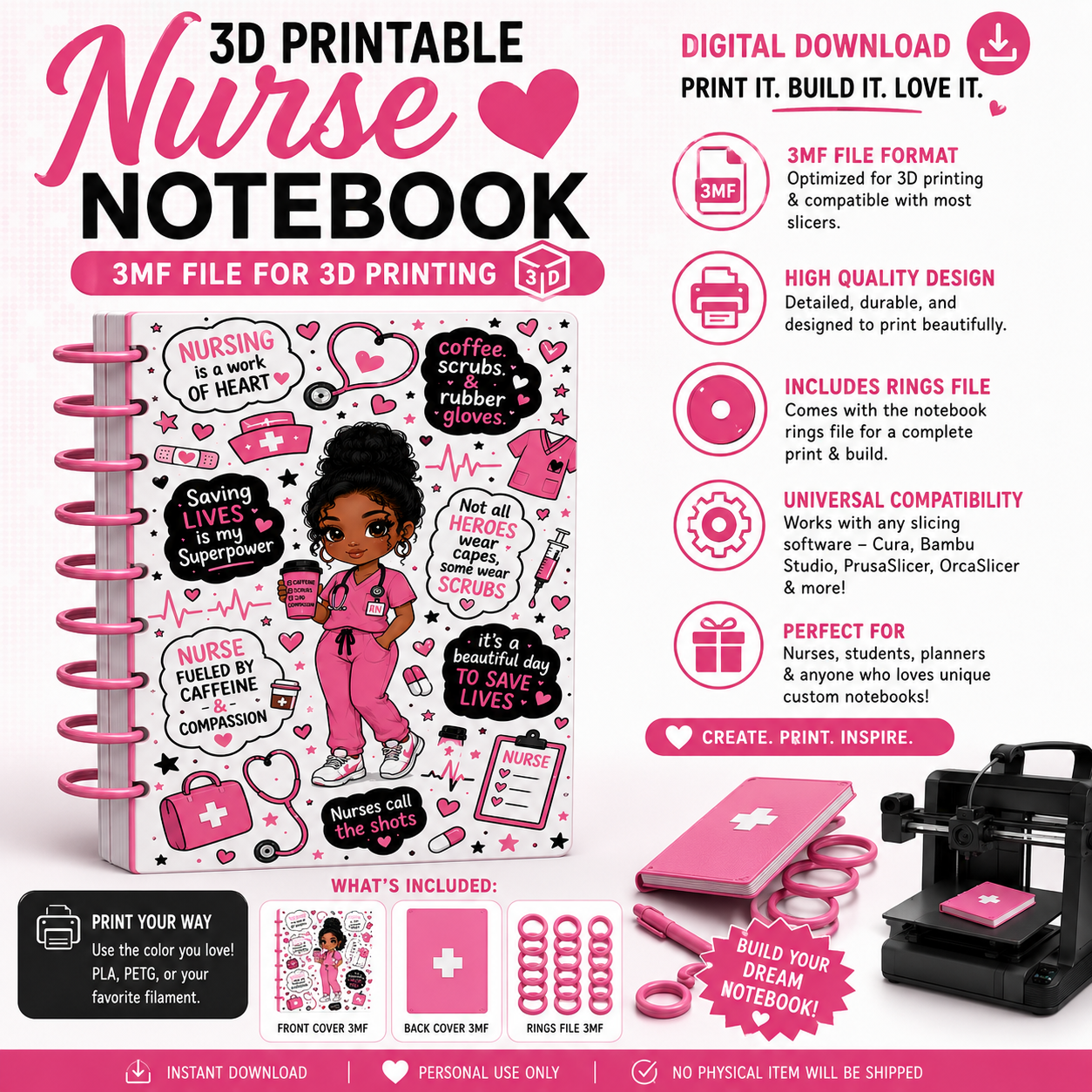 3D Printed Disc-Bound Notebook | 3MF Digital Download