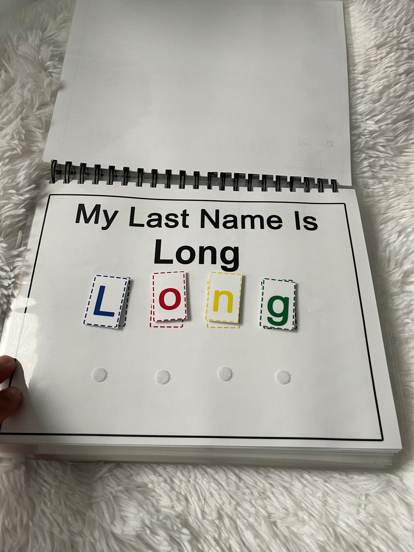 A unique interactive learning book for toddlers through middle school. Custom with your child’s name, laminated pages & fun Velcro pieces.